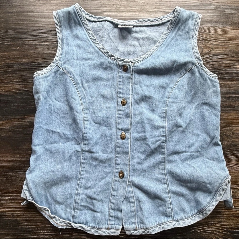 C.M.C Vintage Denimn Tank Top Made In USA Button Down